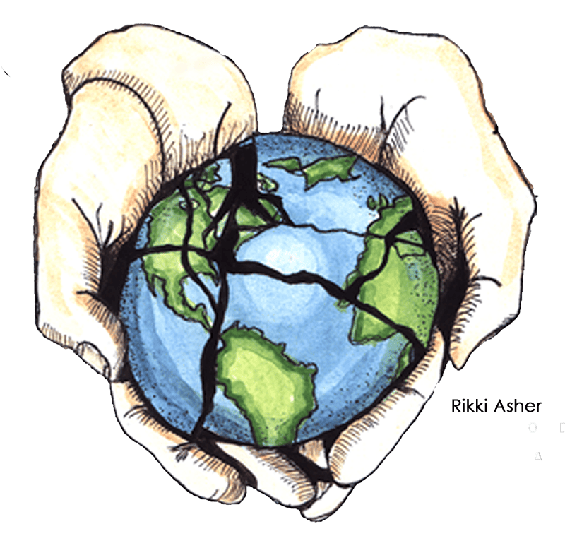 hands holding fractured globe; Birth Your Next Creation and Repair the World